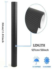 1 件 127*30 公分碳纖維汽車貼紙,3d 汽車外部裝飾和保護貼紙,汽車配件 - 黑色 - 查看 4