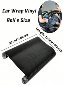 1 件 127*30 公分碳纖維汽車貼紙,3d 汽車外部裝飾和保護貼紙,汽車配件 - 黑色 - 查看 2