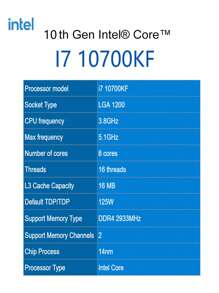英特爾酷睿 I7-10700kf I7 10700kf 3.8ghz 8 核心 16 執行緒 Cpu 處理器 L3=16m 125w Lga 1200 無風扇桌上型處理器 Cpu 電腦組件電腦遊戲 - 白色 - 查看 2