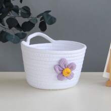 1入組繩編編織收納籃,適用於客廳、浴室、臥室、桌面,收納鑰匙、化妝品、小物品 - 黃色 - 查看 11