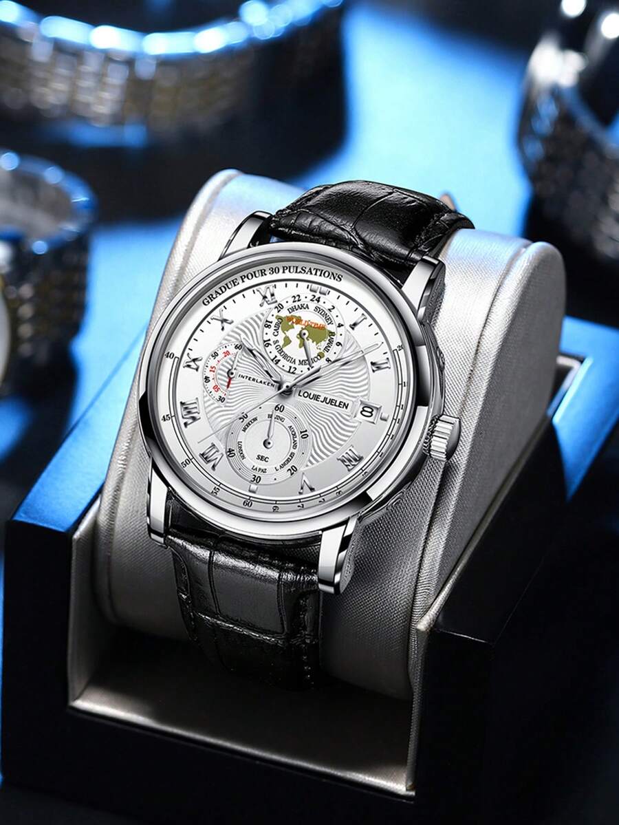 LOUIEJUELEN Hot Model Juelen Navigator Series Multi-functional High-end Men's Watch - Silver - View 1