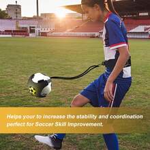 1 件組足球踢球訓練器,可調式彈性足球輔助健身器材,單人足球訓練器,帶可調節腰帶的足球配件,適合兒童成人,完美的足球/排球禮物 - 彩色 - 查看 5