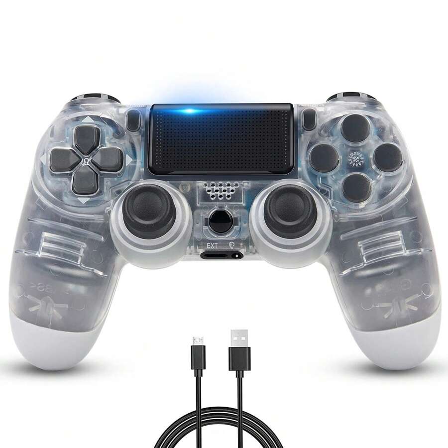 兼容ps4的無線控制器,playstation 4的無線藍牙控制器,信號距離可達7米,ps4/ps4 Slim/ps4 Pro控制器充電器 - 白色 - 查看 1