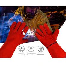 Guantes De Seguridad Industrial Trabajo Para Soldador Suaves - Rojo - Ver 7