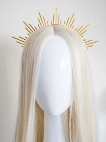 1PC Gold Metal Sun Crown Goddess Headpiece Queen Crown Bridal Headband Elegant,Hairband,Hair Hoop Headbands Hair Accessories Head Accessories - Gold - View 1