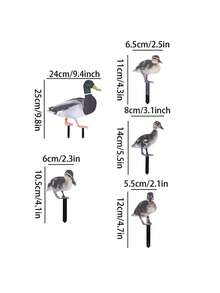 5入組栩栩如生的鴨子雕塑,雙面亞克力動物形狀庭院裝飾,戶外花園3d鴨子雕像,草坪,露台,花園裝飾配件