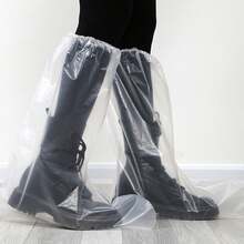 1對一次性雨鞋和鞋套,防水防滑透明塑料雨鞋套,加厚耐磨隔離鞋套 - 白色 - 查看 6