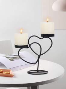 1pc Iron Art Matte Metallic Finish European Style Candle Holder For Wedding, Dinner Party Home Decor (fits 5cm Diameter Candles) - Black - View 3