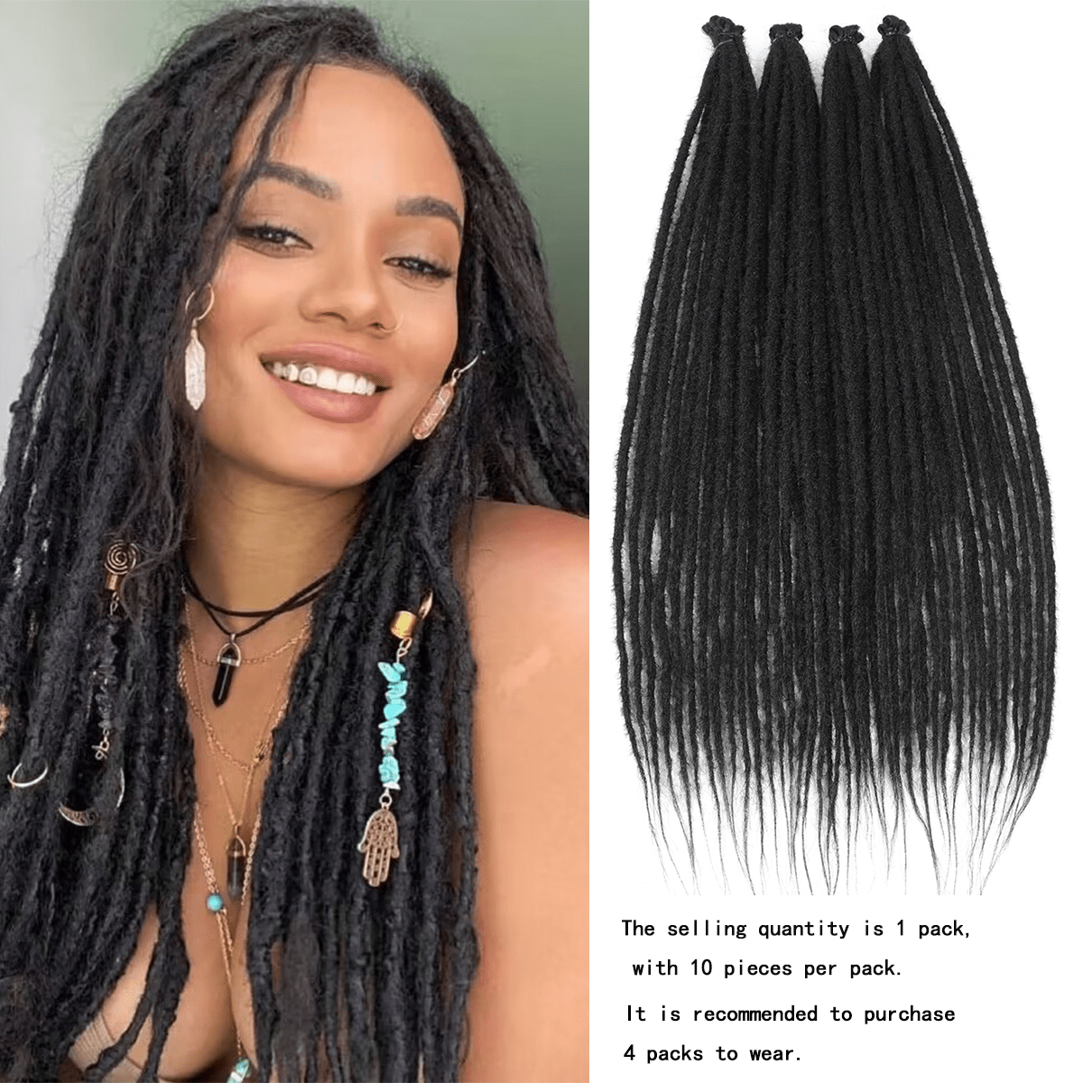 1 Pack(10Strands) Thin 0.6cm Dreadlock Handmade HipHop Style