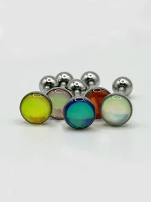 Piercing De Acero Inoxidable Con Gotas De Aceite Para La Lengua, Set De 2 - redondo - Ver 1