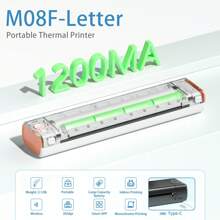 Phomemo 1pc M08F A4 Portable Printer Wireless For Travel - M08F-A4 Wireless Mobile Printer, Support 8.27" X 11.69", 210 X 297 Mm Size A4 Thermal Paper, Inkless Thermal Compact Printer, Compatible With Android And IOS Phone, IPads & Laptop, Compact And Space-Saving Design Printer For Traveling, Photo Printing, Work, Office, Business, Home, Car, University, Study, Multi-Functional Printer For Officer, Student, HD Printer With 203dpi, M08F Wireless Printer With Strong Compatibility For Printing PDF, Word, Images, Web, Etc, Built-In 1200mAh Rechargable Battery With Type-C Cable, Great Tool For Improving Work Efficiency, Portable Tattoo Printer For Gifts For Everyone - White - View 4