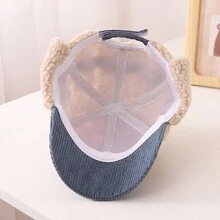 兒童護耳帽加厚毛絨材質秋冬卡通棒球帽男女童 - 咖啡棕 - 查看 8