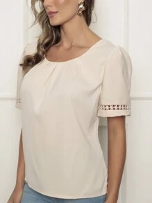 Women Tops - 米色 - 查看 3