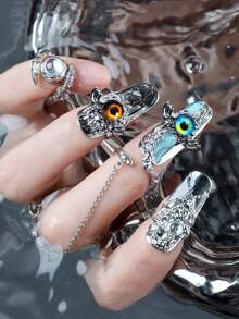 10入立體眼睛翅膀指甲藝術配件,經典復古指甲飾品