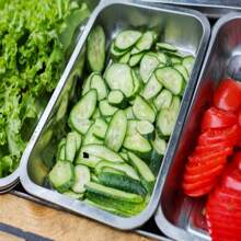 3 Charolas O Insertos De Acero Inoxidable Medida de 32x22x4.8cm Contenedor para mantener caliente la comida en el buffet. También se puede usar para hornear alimentos - Gris - Ver 5