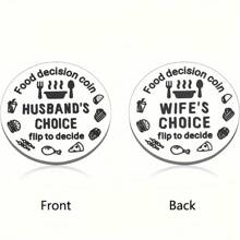 1 Miếng Chồng và vợ Tính hai mặt Thép không gỉ Móc chìa khóa Món ăn Huy hiệu tiền xu) Giáng sinh Qủa tặng Còn hàng Bàn Trang trí Đối với Chồng Cặp đôi - Bạc - Xem 1