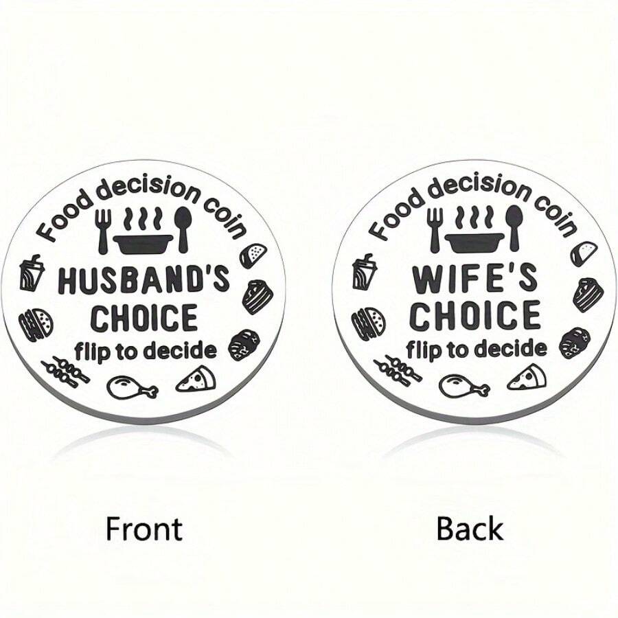 1 Miếng Chồng và vợ Tính hai mặt Thép không gỉ Móc chìa khóa Món ăn Huy hiệu tiền xu) Giáng sinh Qủa tặng Còn hàng Bàn Trang trí Đối với Chồng Cặp đôi - Bạc - Xem 1