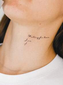 4入組鳥、心、鑽石、音符、心跳、單詞等設計的黑色暫時紋身貼紙,適用於手指、耳朵、手腕和身體其他小部位