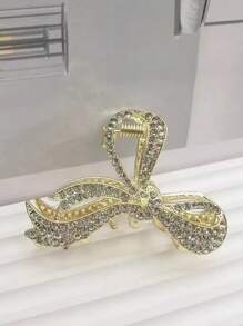 1 Pack High-end Metal Hair Grip With Rhinestones - Gold - View 6