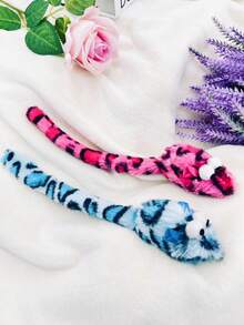 1pc Plush Rat Toy With Long Tail For Cats, Leopard Print With Bell & Sound Maker, Interactive Cat Toy, Pet Supplies (for Pets Only) - Hot Pink - View 2