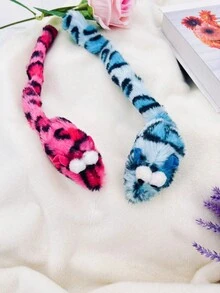 1pc Plush Rat Toy With Long Tail For Cats, Leopard Print With Bell & Sound Maker, Interactive Cat Toy, Pet Supplies (for Pets Only) - Hot Pink - View 4