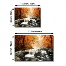 FajerminArt 1 件風景帆布印刷海報,瀑布和紅色/黃色森林帆布牆壁藝術畫,客廳臥室浴室辦公室走廊廚房牆壁裝飾藝術品壁畫,無框 - 彩色 - 查看 3
