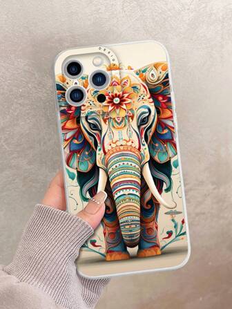 Funny 1pc Elephant Pattern Tpu Phone Case Compatible With Iphone And Samsung Phones Compatible With IPhone15/15Plus/15Pro/15Promax