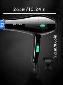 1PC 1050W 3-Speed Adjustable 10,000rpm Professional Black & Green Polka Dot Hair Dryer With Strong Wind And Constant Temperature - Black - View 10