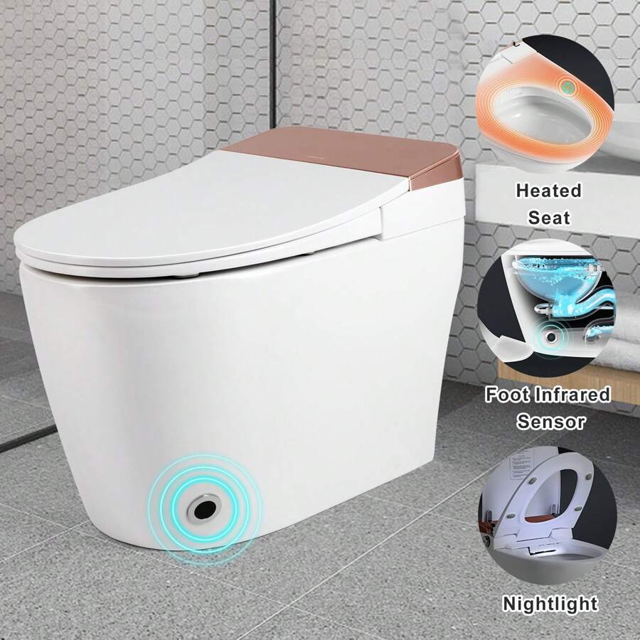 COSVALVE Smart Toilet, Heated Seat, Foot Sensor Flush, Automatic Powerful Flush, Tankless Toilet