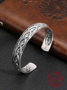 1 Máy Tính Vintage Nam S925 Sterling Bạc Hình Chim Công Đầm Vòng Tay Bạc Thái, Một Kích Thước Phù Hợp Với Tất Cả Các Cha - Màu Bạc Cổ - Xem 2