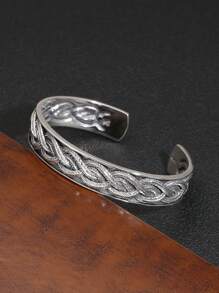 1 Máy Tính Vintage Nam S925 Sterling Bạc Hình Chim Công Đầm Vòng Tay Bạc Thái, Một Kích Thước Phù Hợp Với Tất Cả Các Cha - Màu Bạc Cổ - Xem 1