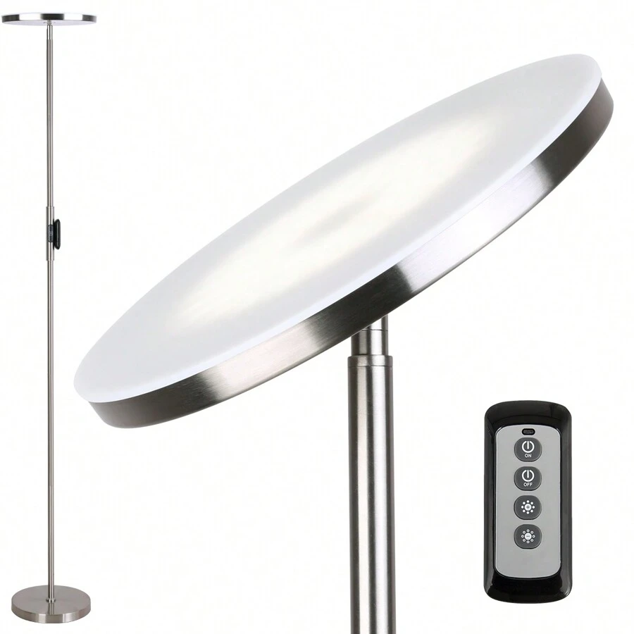 JOOFO Floor Lamp,30W/2400LM Sky LED Modern Torchiere 3 Color Temperatures Super Bright Floor Lamps-Tall Standing Pole Light With Remote & Touch Control For Living Room,Bed Room,Office (Brushed Nickel) - 砂鎳色 - 查看 1