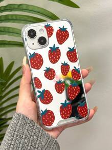 1 件平鋪草莓角保護鏡面手機殼 Tpu 相容 Iphone 15 Pro Max / 11 / 12 / 13 / 14 Plus - 彩色 - 查看 3