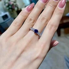 1 件個人化時尚藍色立方氧化鋯女式戒指 - 藍色 - 查看 6