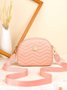 時尚刺繡單肩包斜背包方便放置手機化妝品小方包 - 粉色 - 查看 2