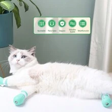Botas Antiarañazos para Gatos, 4 Piezas Zapatos Ajustables de Silicona para Gatos Accesorios, Guantes Protectores de Uñas, Suministros para Mascotas para el Aseo de Gatos, Baño, Afeitado