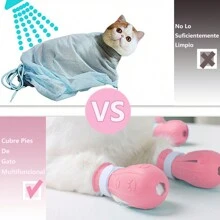 Botas Antiarañazos para Gatos, 4 Piezas Zapatos Ajustables de Silicona para Gatos Accesorios, Guantes Protectores de Uñas, Suministros para Mascotas para el Aseo de Gatos, Baño, Afeitado