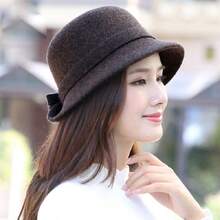 女式韓風針織漏斗帽，秋冬保暖全針織禮物帽，多用途流行貝雷帽 - 酒紅色 - 查看 7