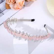 1pc Natural Crystal Golden/silver Leaf Design Headband For Diy, Wholesale Popular European And American Style Hair Accessories - Multicolor - View 12