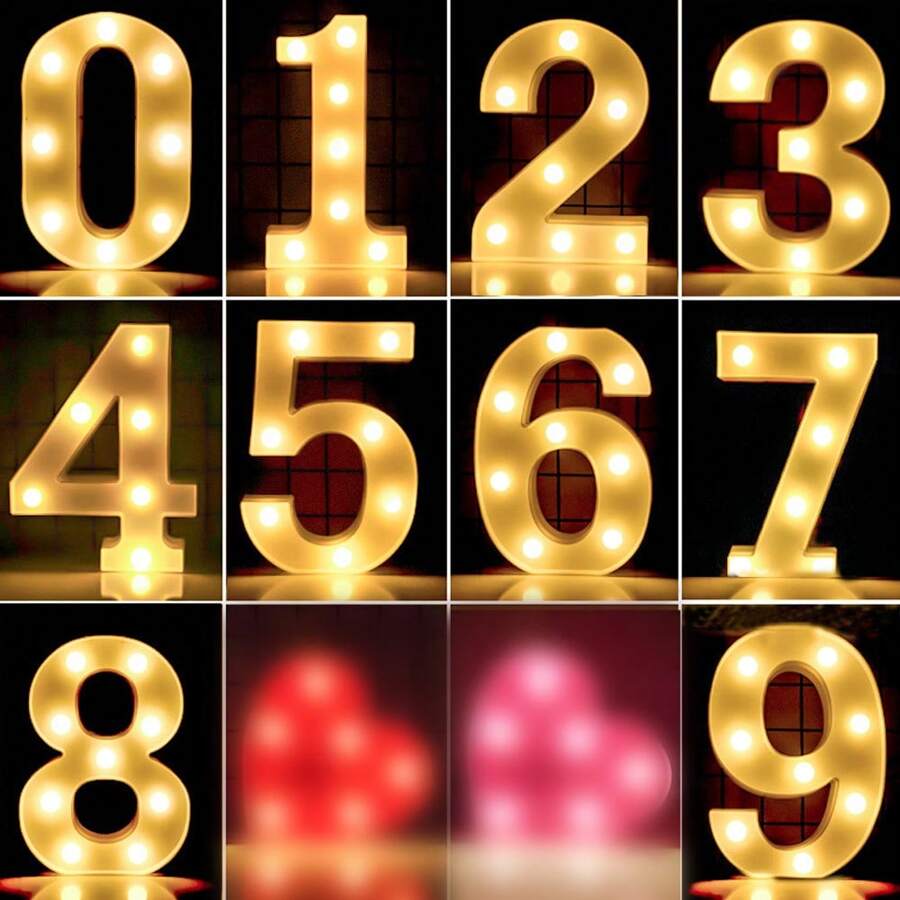 1pc Led Number Light - Romantic Proposal Scene Props, Lights Decoration ...