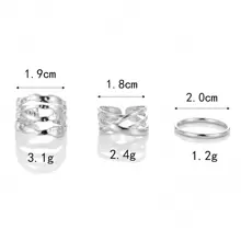 COINBUFF 3pcs/set Fashionable Stainless Steel Line Decoration Open Ring, Suitable For Women's Daily Wear - Silver - View 4