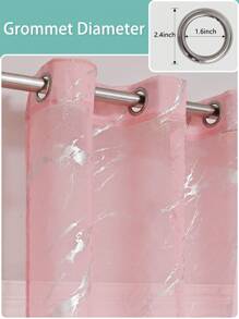 1 Pieza Cortina Rosa Transparente Con Relieve Plateado Moderno De Poliéster, Ideal Para Separación De La Habitación Y La Sala De Estar, Con Líneas Decorativas