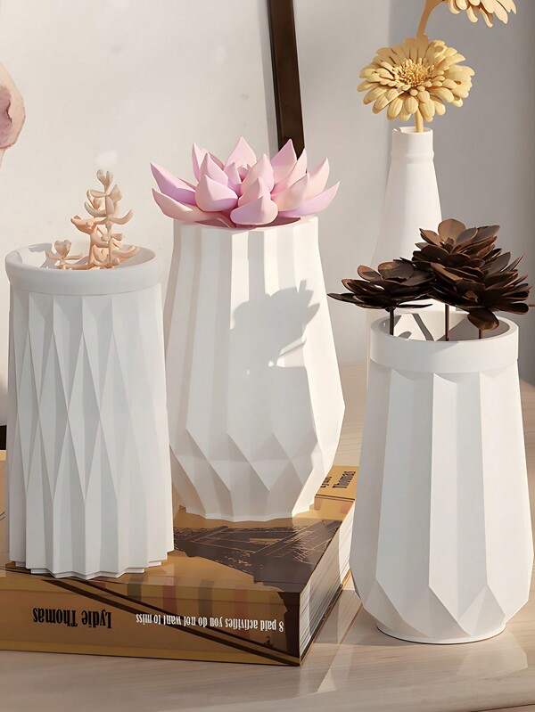 3d Silicone Mold For Diamond Shape Cut Flower Vase, Candle Holder, Handcraft Desktop Decoration, Round Gypsum & Dropping Glue Mold