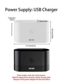 1個芳香療法擴香器,空氣加濕器,超聲波冷霧製造,噴霧器,led火焰燈,芳香療法機器 - 黑色 - 查看 4