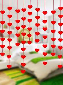 16 Stücke Hochzeitstür-Vorhang-Dekorationen, herzförmige Filz- und Vliesstoff-Blumenanhänger für romantische Innen-Hochzeiten, Valentinstag-Dekorationen, Heimdekoration, Raumdekoration, Wanddekorationsgeschenke zu Geburtstag und Abschluss - Rot - Übersicht 3