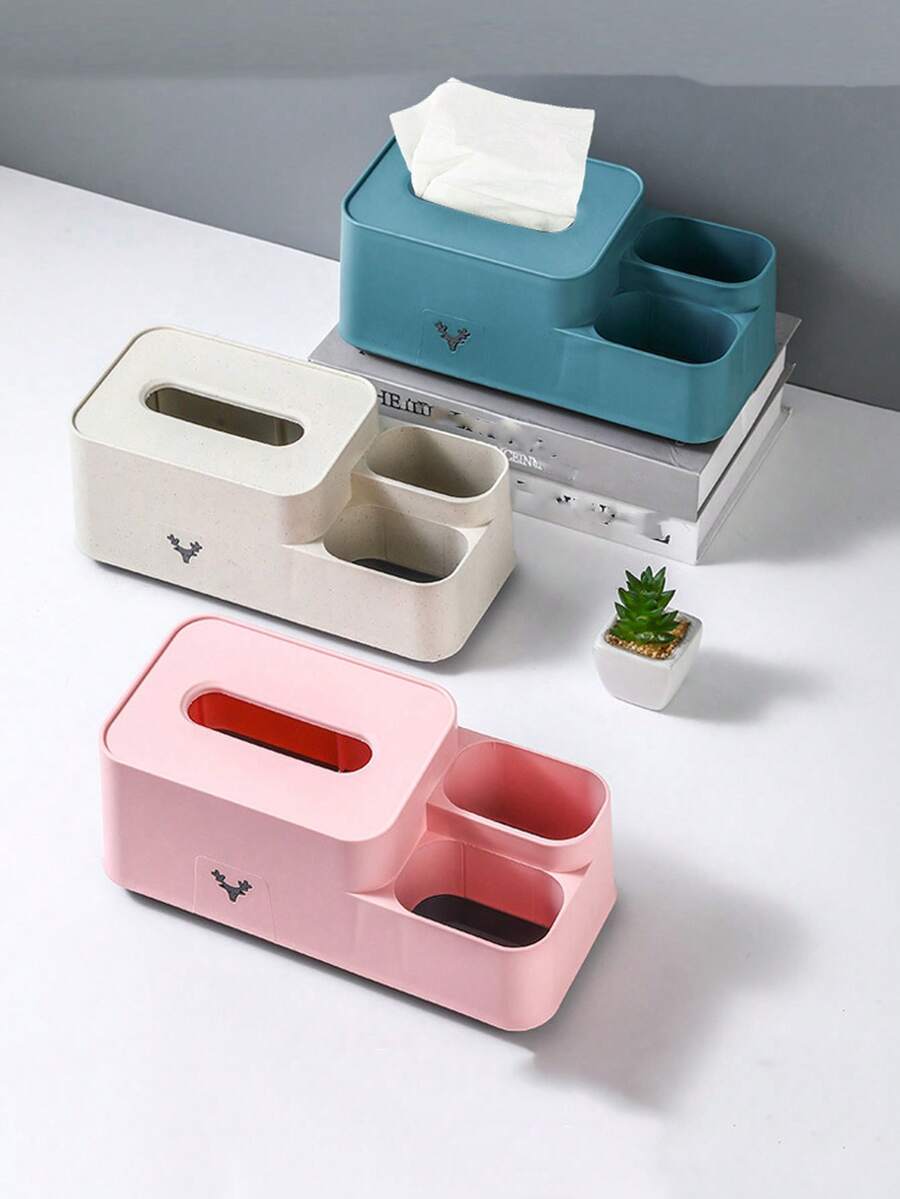 1 Soporte Creativo Para Caja De Pañuelos, Organizador De Control Remoto, Caja De Almacenamiento De Escritorio Para Mesa De Centro De Sala De Estar, Adecuado Para Almacenamiento De Escritorio En El Hogar Y Caja De Pañuelos - Multicolor - Ver 1