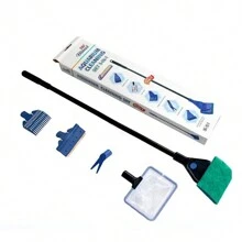 魚缸清潔刷水族箱工具釣魚水草夾藻類刮刀長柄五合一清潔套裝多功能魚缸清潔工具 - 黑色 - 查看 6