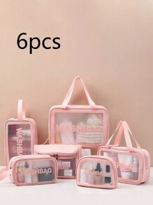 6 cái Túi vệ sinh Đồ họa Chữ cái Màu hồng PVC Túi mỹ phẩm Túi giặt Túi trang điểm Túi bảo quản Đối với phụ nữ Đồ dùng học tập Trường học chất liệu Đối với Cao đẳng Ký túc xá Đối với Học sinh Du thuyền Thiết yếu Túi đi biển bờ biển Khăn đi biển Hộp đựng bờ biển Phụ kiện bờ biển chất liệu Ngày lễ Cái túi Ngày lễ Cho mùa hè Đối với Kỳ nghỉ - Hồng - Xem 1