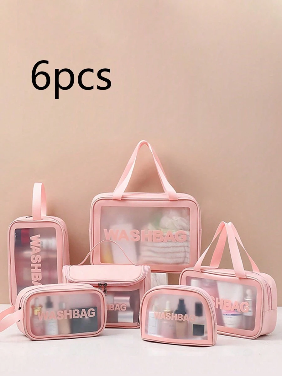 6 cái Túi vệ sinh Đồ họa Chữ cái Màu hồng PVC Túi mỹ phẩm Túi giặt Túi trang điểm Túi bảo quản Đối với phụ nữ Đồ dùng học tập Trường học chất liệu Đối với Cao đẳng Ký túc xá Đối với Học sinh Du thuyền Thiết yếu Túi đi biển bờ biển Khăn đi biển Hộp đựng bờ biển Phụ kiện bờ biển chất liệu Ngày lễ Cái túi Ngày lễ Cho mùa hè Đối với Kỳ nghỉ - Hồng - Xem 1