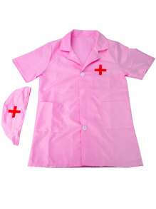 4er-Set rosa Arzt Rollenspielset (Krankenschwester Uniform + Stethoskop + Spritze + Blutdruckmessgerät) Spielzeugset für Kinder, Mädchen Rollenspiele mit Spritzen und Stethoskop